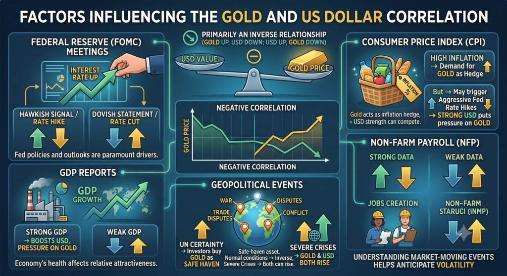 Gold vs US dollar correlation